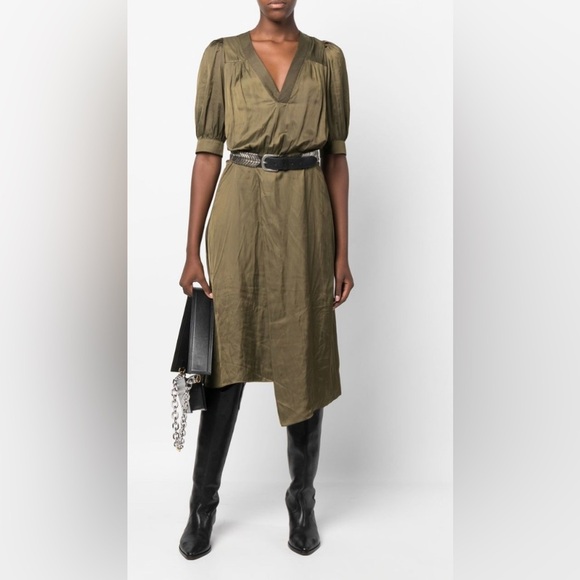 NWT Zadig & Voltaire - Ralia Asymmetric-Hem Satin Midi Dress, Size XS - Picture 1 of 14